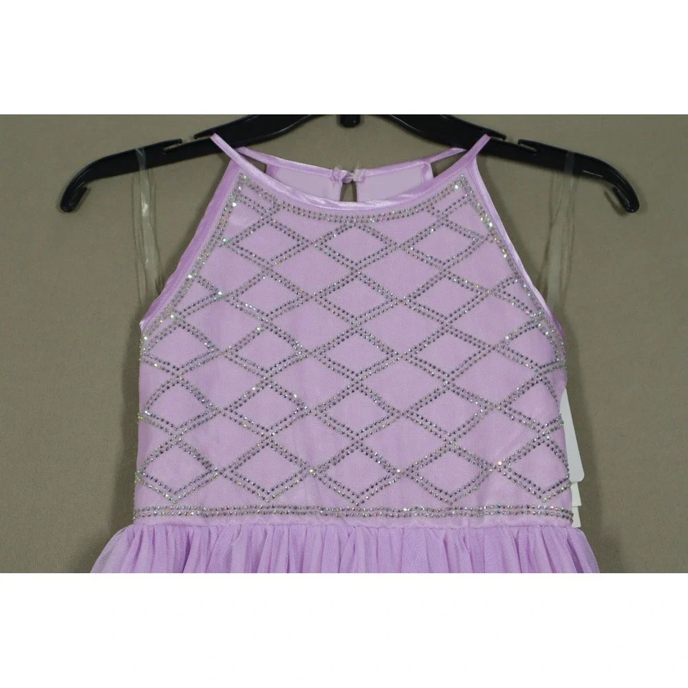 Speechless Kids Big Girls Lattice Rhinestone Bodice Dress -‎ Lilac - Size 10